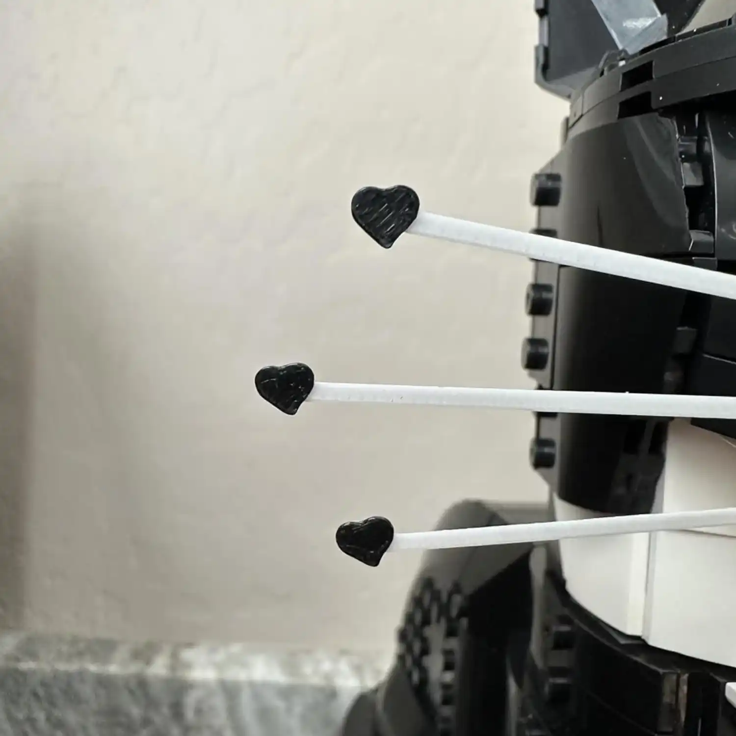 Loki’s Whiskers for LEGO® Tuxedo/Orange Cat – Black Heart Tipped Whiskers - Image 2