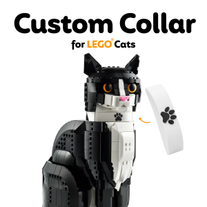 Custom Collar Accessory Compatible with LEGO Tuxedo Cat and LEGO Orange Cat, 2-Pack 3D Printed Paw Collars, Black Paw and Orange Paw